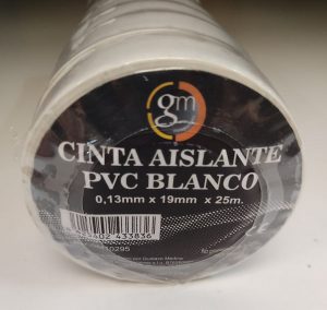 Cinta aislante color BLANCO 0.13x19x25m precio unidad (Embalaje 10 unidades INDIVISIBLE)